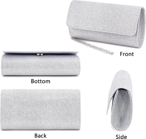Vista 4 de Naimo - Deslumbrante bolsa pequeña de solapa, con cadena desmontable para eventos nocturnos.
