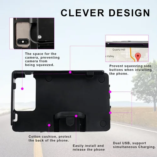 Vista 4 de MDPROMCP R1200GS - Soporte para teléfono para motocicleta con cargador USB doble, soporte de navegación GPS compatible con F700GS F800GS R1200GS