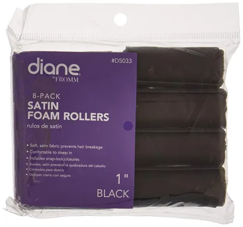 Vista 2 de Diane Rodillos satinados de 1 pulgada, 8 unidades, satén negro