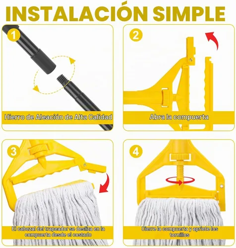 Vista 7 de KeFanta Mango de mopa de 152 cm, mango de mopa comercial resistente, industrial, reemplazo de palo de mopa, cambio rápido, soporte para reemplazo