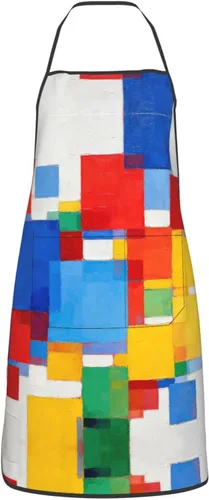 Vista 23 de Colorful Stars Delantal con bolsillos, delantales resistentes a las gotas de agua para mujeres y hombres, delantal ideal para uso doméstico