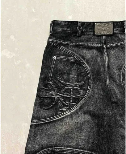Vista 5 de Pantalones de pierna ancha para hombre - Jeans góticos rectos sueltos para mujer