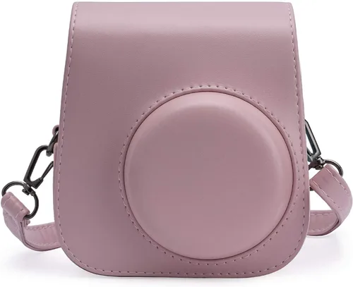 Vista 17 de Funda de piel sintética compatible con cámara instantánea Fujifilm Instax Mini 11 12 con correa ajustable y bolsillo (negro)
