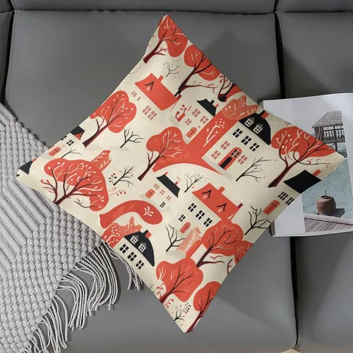 Vista 6 de Fundas de almohada cuadradas de satén rústico de dibujos animados con cremallera de 16 x 16 pulgadas, fundas de almohada para sofá, muebles
