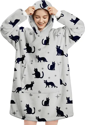 Vista 15 de Wearable Blanket Hoodie, Oversized Flannel Comfy Sweatshirt for Adults,Warm Cozy Hooded Body Blanket