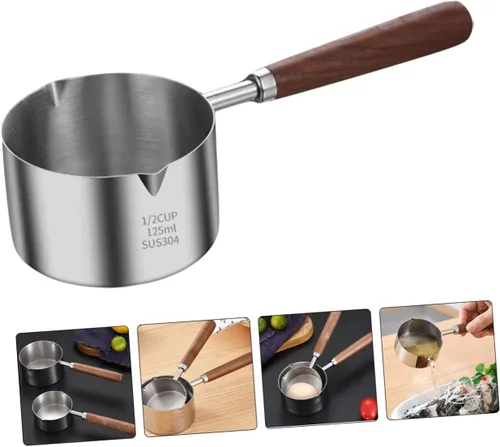 Vista 7 de KICHOUSE Olla pequeña con ollas, sartenes para el hogar, olla pequeña para fundir ollas de acero inoxidable, sartén con boquilla para verter, sartén