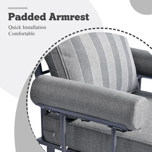 Vista 5 de HOOOWOOO Juego de 4 muebles de patio al aire libre, sofá de conversación moderno exterior de aluminio, asiento de sofá resistente a la intemperie