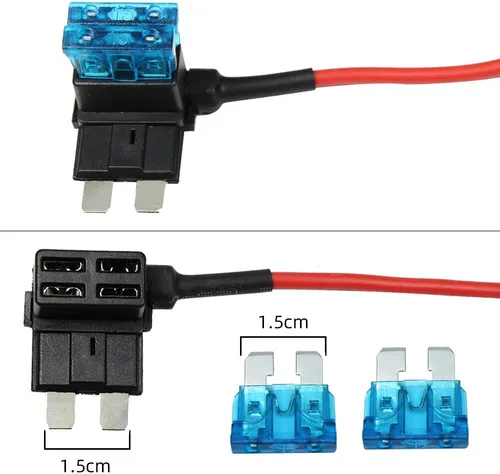 Vista 2 de Paquete de 2 adaptadores de fusible de 12 V para automóvil Add-a-Circuit TAP Adaptador 15A Conector de portafusibles Adaptador de fusible