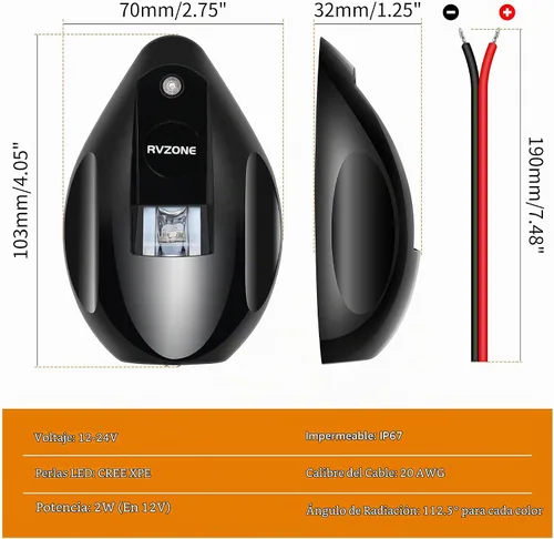 Vista 6 de RVZONE Luces de navegación para barco, luces de proa para barcos, LED rojas y verdes, iluminación marina IP67 impermeable, iluminación LED