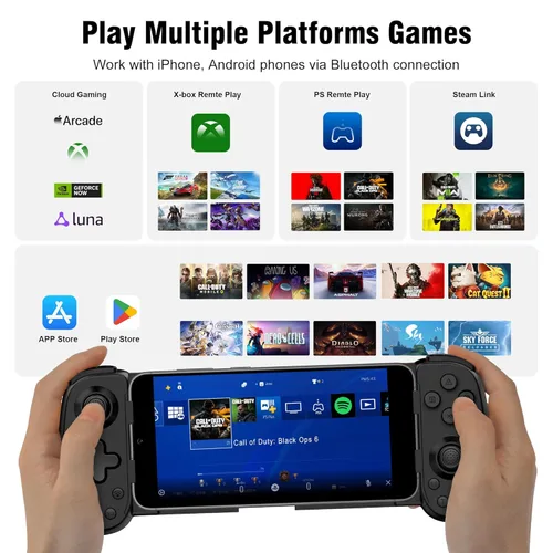 Vista 4 de Joso Wireless Phone Controller for iPhone/Android, Mobile Game Controller with Hall Joystick Suitable for Xbox Cloud Gaming, PS Remote Play, Steam