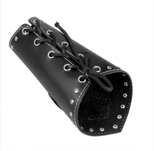 Vista 6 de JAOYU Brazaletes de cuero para hombre, armadura de brazo, brazalete de guantelete, brazaletes medievales, joyería vikinga para mujer, disfraz