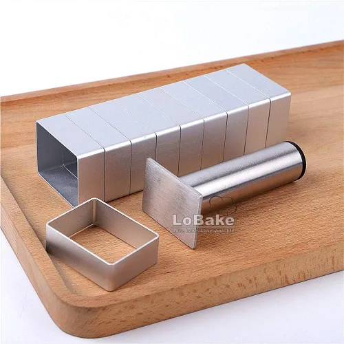 Vista 3 de LoBake Molde rectangular de aluminio para pastel de piña de acero inoxidable presionando sello mooncake molde fondant galletas moldes DIY