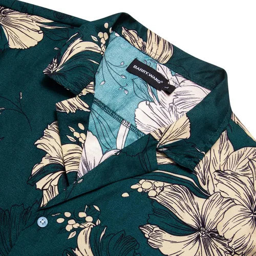 Vista 5 de YOHOWA Camisa hawaiana de manga corta para hombre, casual, con botones, para fiesta de brisa en la playa