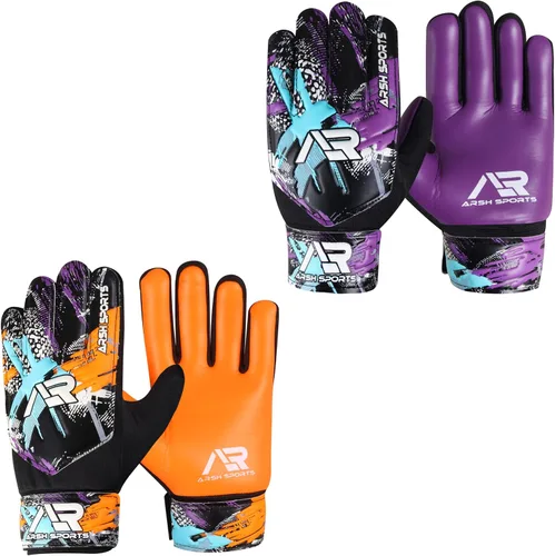 Vista 8 de Arsh - Paquete de 2 guantes de portero de fútbol, guantes de portero de fútbol para niños, jóvenes, niños, muñecas dobles