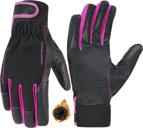 Vista 8 de HANDLANDY Guantes de trabajo aislados, guantes térmicos de invierno impermeables para hombres y mujeres