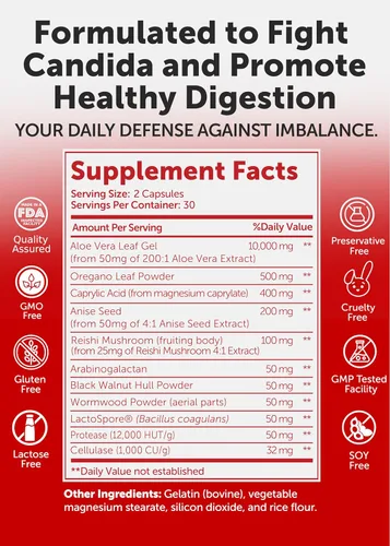 Vista 6 de Lunakai Paquete de gomitas Candida & Ashwagandha fabricadas en Estados Unidos – Salud intestinal y apoyo al estrés – 60 unidades cada una