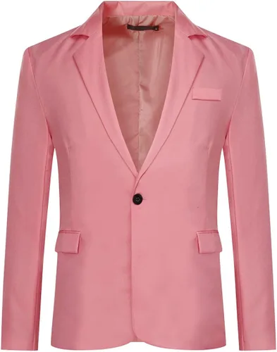 Vista 44 de YUNCLOS Chaqueta blazer casual de 1 botón con solapa con muescas para hombre