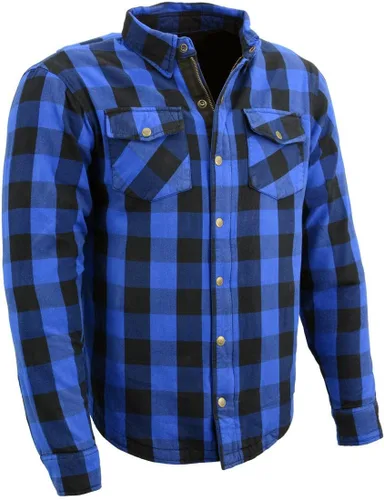 Vista 16 de Milwaukee Leather Camisa de montar de franela blindada a cuadros para hombre con refuerzo de fibra de aramida y armadura extraíble CE - S