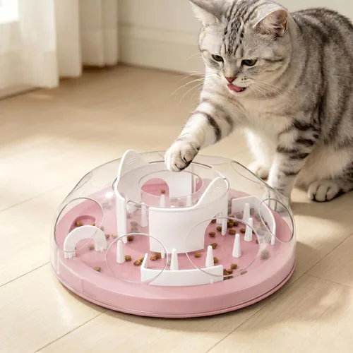 Vista 7 de Pet Prime Alimentador de rompecabezas para gatos, juguetes interactivos de enriquecimiento para gatos de interior, alimentador lento, rompecabezas