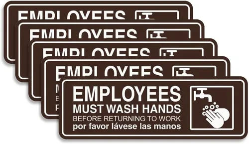 Vista 63 de Standard Employees Must Wash Hands - Letrero para puerta/pared, color negro, pequeño
