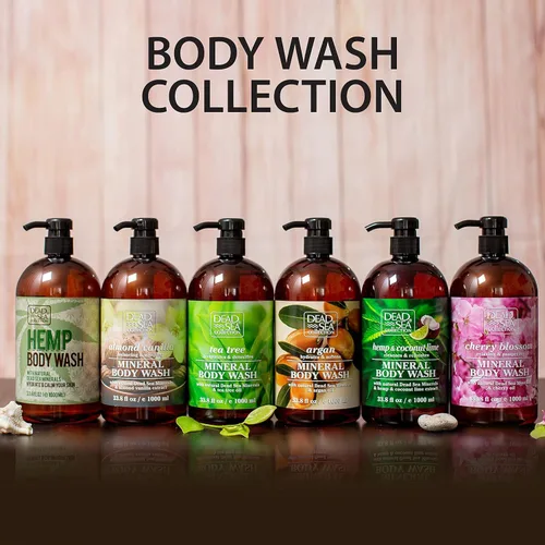 Vista 6 de Dead Sea Collection Gel de baño Almond Vanilla para mujeres y hombres, con minerales puros del mar muerto y aceite de almendras dulces, limpia e