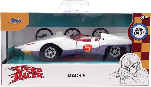 Vista 9 de Jada Mach 5 Speed Racer, juguetes blancos 35882-escala 1/32 modelo de auto fundido a presión