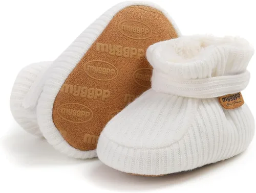 Vista 42 de Botines de forro polar para bebés, niños y niñas, pantuflas antideslizantes con agarre suave, zapatos de calcetín para recién nacidos, cuna