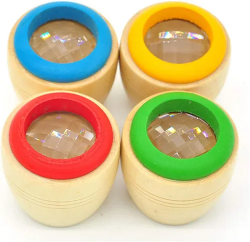 Vista 4 de 4pcs Caleidoscopios Mágicos Efecto Ojo de Abeja Caleidoscopios Juguete de Madera para Niños Regalo Festival
