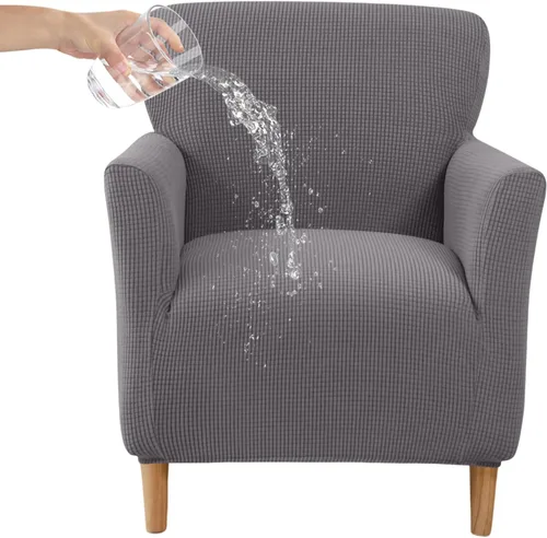 Vista 19 de CRFATOP - Funda elástica para sillón de mediados de siglo moderno de 1 pieza, fundas de silla de acento de jacquard con brazos, fundas de silla