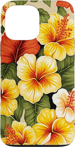 Vista 24 de Hawaiian Tropical Yellow Red Hibiscus Plumeria Case for iPhone 17