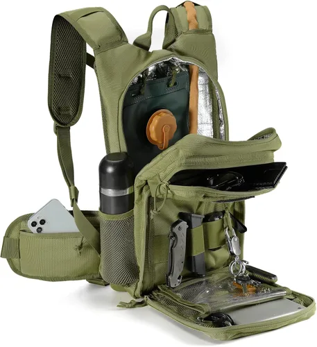Vista 3 de FRTKK Mochila táctica de hidratación ligera con aislamiento para agua, mochila de hidratación Molle para senderismo, correr, ciclismo, escalada