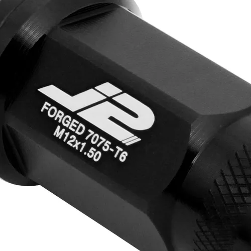 Vista 3 de J2 Engineering LN-T7-014-15-BK Negro 7075 Aluminio M12 x 1.5 20Pcs L: 1.969 in Tuerca superior moleteada con adaptador