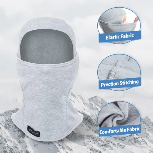 Vista 4 de KOOLSOLY Pasamontañas para niños calentador facial con sombrero de invierno para clima frío máscara de esquí para niños y niñas
