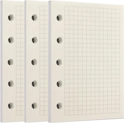 Vista 23 de Zelten 1 paquete A5 de 80 hojas/160 páginas 4 en 1 rayado cuadrado punteado en blanco hojas sueltas perforadas papel de repuesto de papel