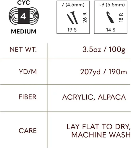 Vista 5 de Lion Brand Yarn Hilo Touch of Alpaca (1 madeja), color negro