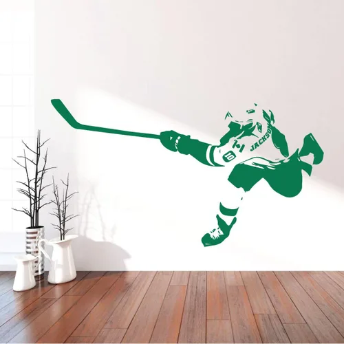Vista 2 de Decoración de pared de habitación, calcomanías de vinilo para jugador de hockey para el hogar u oficina, dormitorio, vestuario, pista de hielo