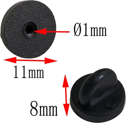 Vista 3 de 100 piezas de pasadores de goma PVC, pasadores de goma para solapa para reemplazar insignias de uniforme (negro)
