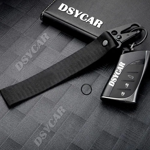 Vista 2 de Dsycar Llavero Negro para Coche y Motocicleta con Anilla - Etiqueta de Llavero para Coche - Correa de Muñequera para Llave, Cordón de Muñeca