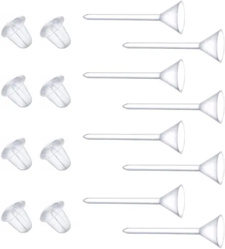Vista 7 de Aretes de plástico transparente para deportes, 300 pares de aretes transparentes y parte trasera de aretes, cabeza de copa de 0.079 pulgadas 0.079