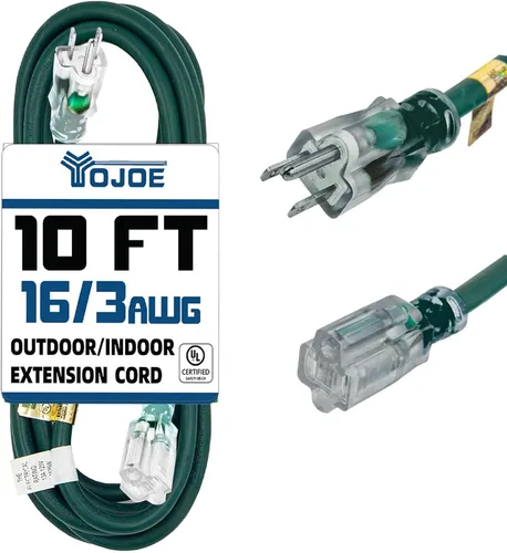 Vista 53 de YOJOE Cable de Extensión, Cable de Alimentación de 3 Clavijas 13A Resistente a la Intemperie, Cable de Extensión Marrón de Servicio Pesado Calibre