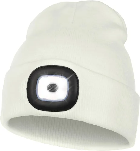 Vista 47 de MELASA Gorro unisex con luz, recargable por USB, manos libres, gorro LED, regalos de invierno para hombres Tinte amarillo albaricoque