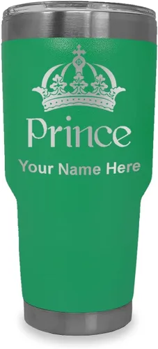 Vista 22 de LaserGram Vaso aislado al vacío de 20 onzas, Prince Crown, grabado personalizado incluido (negro)