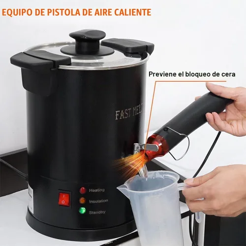 Vista 7 de FAST MELT Derretidor de cera de 5 litros para hacer velas, olla eléctrica de cera con boquilla fácil de verter y control de temperatura