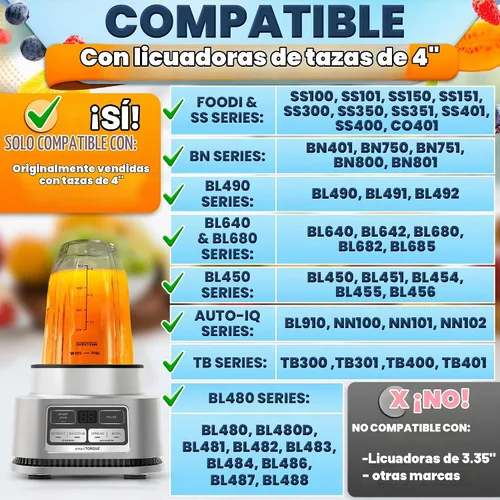Vista 3 de Vasos de repuesto de 18 onzas para licuadora Ninja, paquete de 2, diseño Vasos de licuadora compatibles con los modelos BL480/450/480D, Auto IQ 18