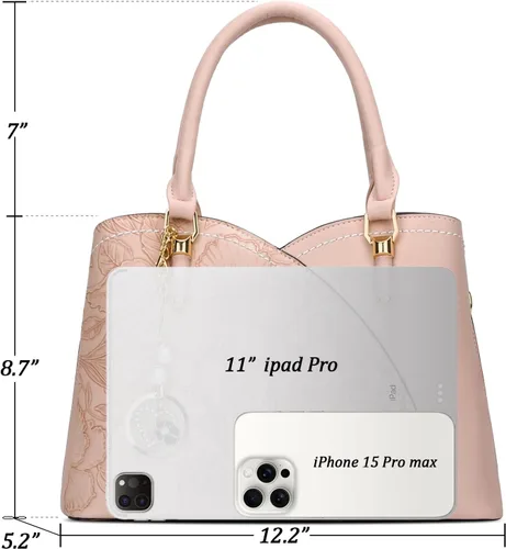 Vista 5 de KKXIU Monederos y bolsos de mano con triple compartimento para mujer, bolso de mano con asa superior