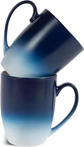 Vista 19 de Elanze Designs Magenta blanco dos tonos Ombre mate taza de café de cerámica de 12 onzas Magenta y blanco.