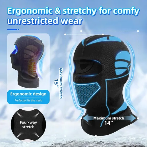 Vista 7 de Máscara de esquí y motocicleta estilo mecánico, pasamontañas resistentes al viento, cara completa con orificios de ventilación, apta para casco