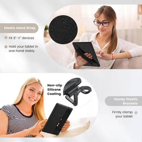 Vista 5 de MoKo Correa de mano de seguridad para tablet de 9 a 11 pulgadas, iPad/IP-ad Pro/iPad Air/Kindle Fire HD/Samsung, correa de mano versátil de alta