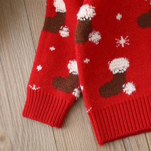 Vista 4 de Boys Girls Cartoon Crewneck Sweater Pullover Tops Christmas Fall Winter Knit Clothes for 1 to 6Y