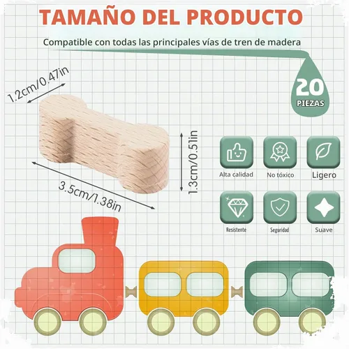 Vista 2 de Hanaive 20 conectores de madera para pista de hueso de perro para Color madera